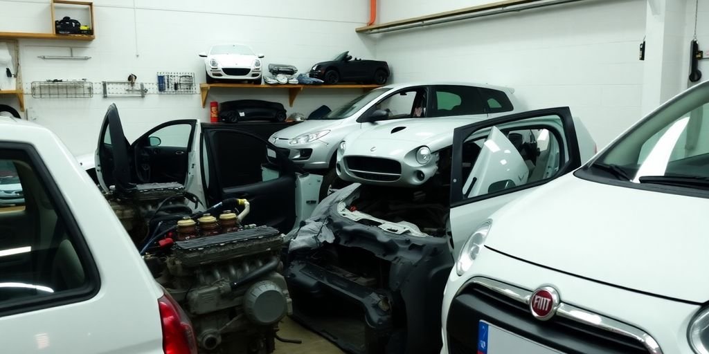 Fiat car parts categorized for dismantling.