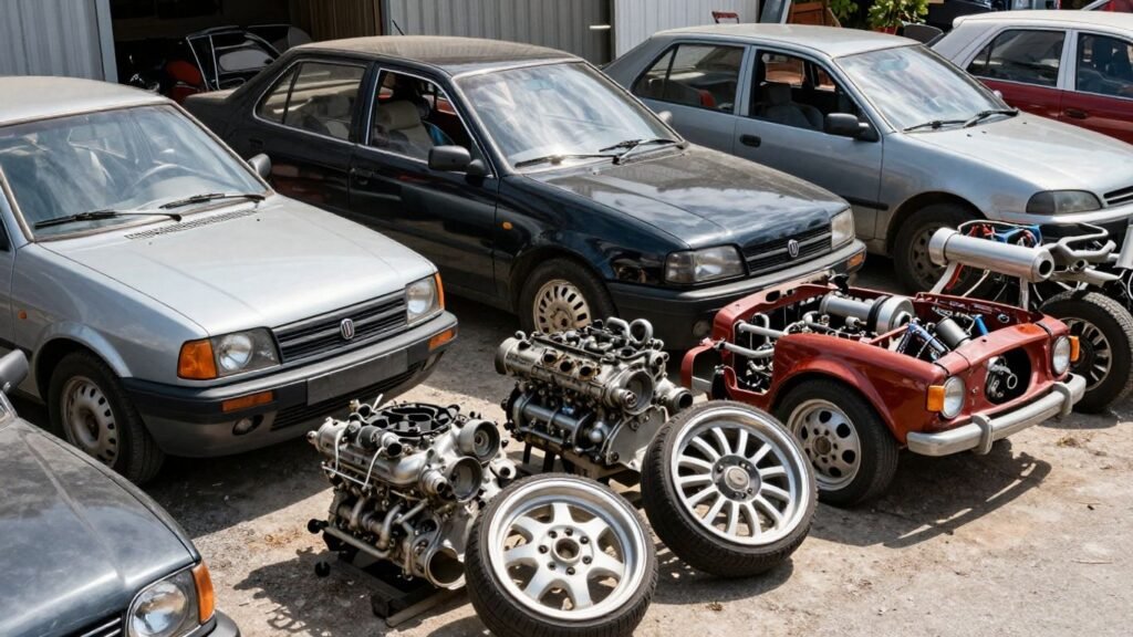 Fiat car parts in a Perth wrecking yard.